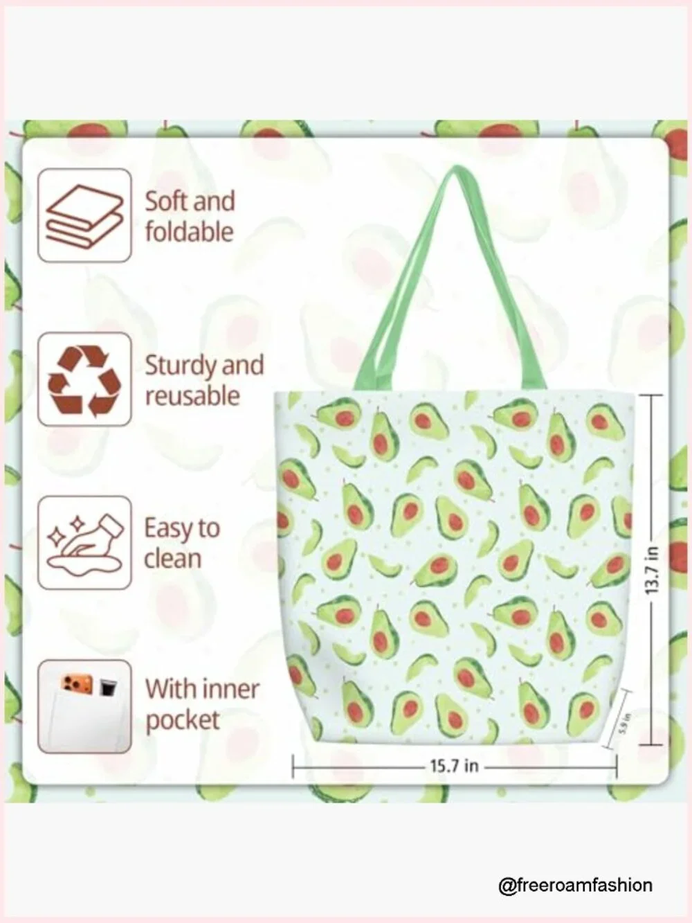 Small Linen Tote Bag with Inner Pocket, Lightweight Reusable Shopping Bag